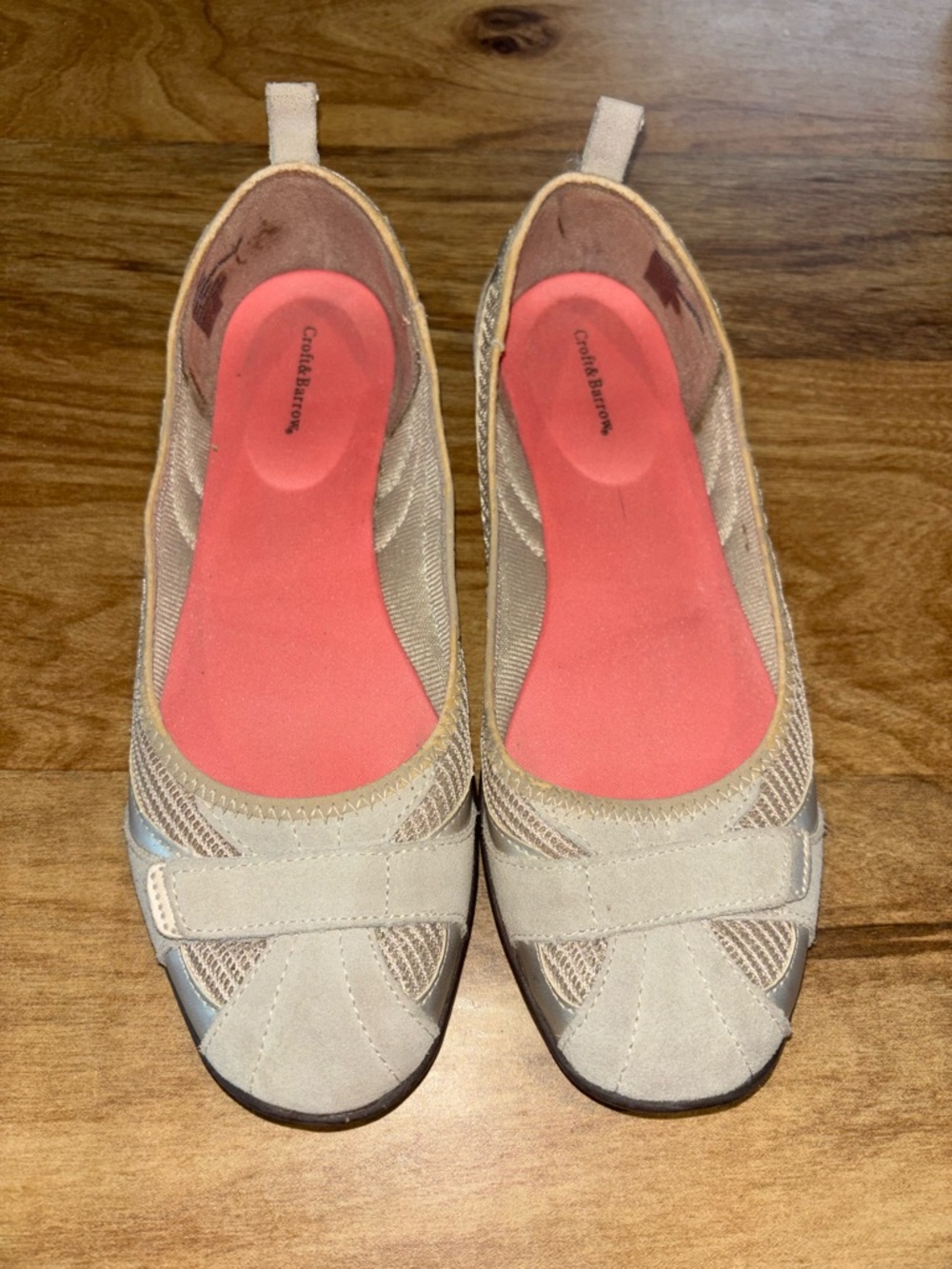 Croft & Barrow Zenna Sand Suede & Mesh Ballet Flats – Size 8.5